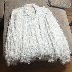 White Feathered Women's Blouse